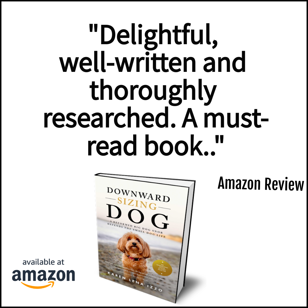 Review of Downward Sizing Dog with mockup of book