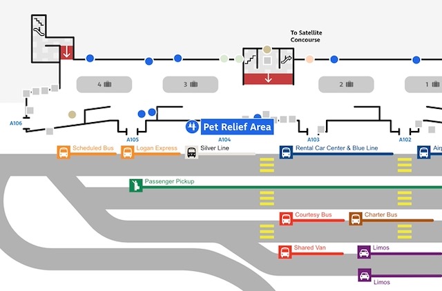 Massport Map of Pet Relief Station in Terminal A