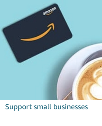 Amazon smile gift card next to latte with heart in foam