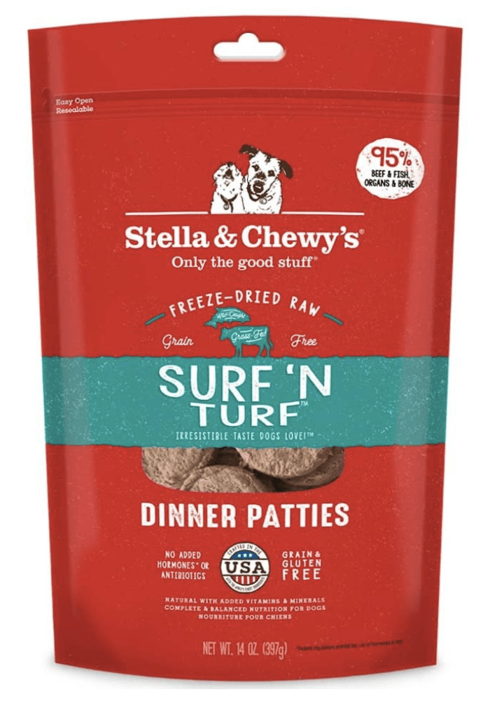 Red bag of Stella & Chewy's Freeze-Dried Patties